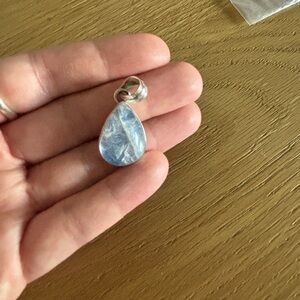 Blue/rainbow Moonstone Teardrop Pendant Sterling Silver
